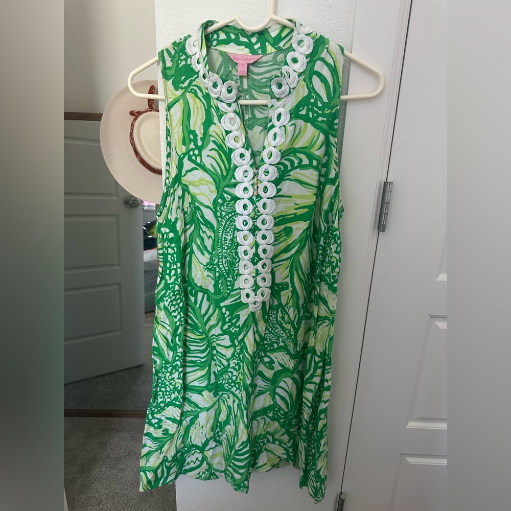 Lily Pulitzer Green and White Sleeveless Dress